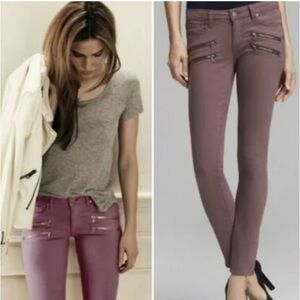 PAIGE Smoked Plum Skinny Jeans with Zipper Detail